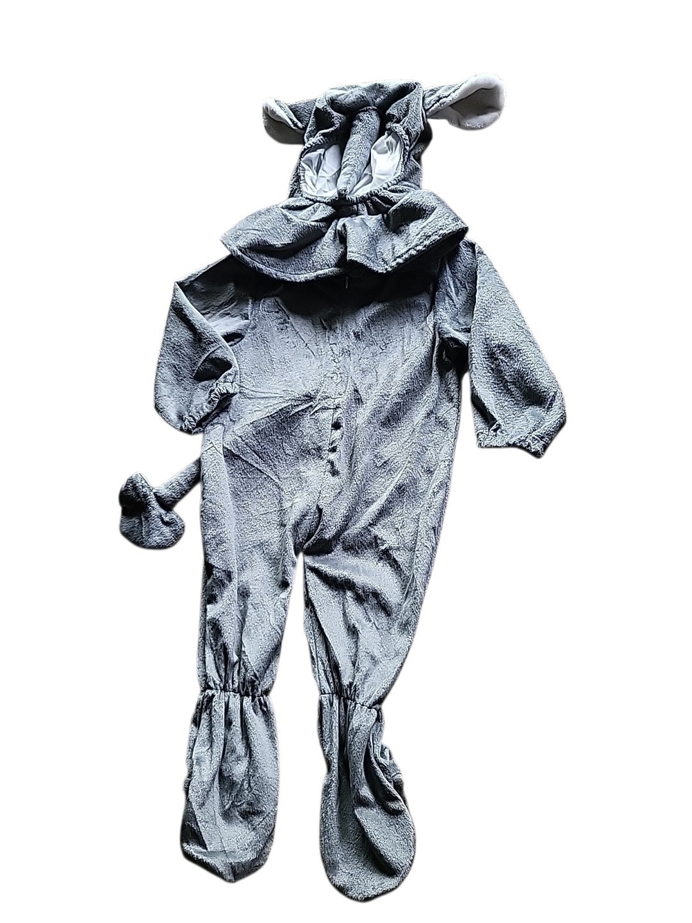 Gray Plush Elephant Kids Costume Romper with Hood 12 Month